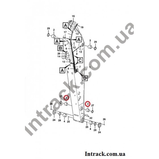 Пальці і втулки Volvo EC240C, EC240B, EC210B, EC240B, EC140B, EC290, EC290B, EC140.